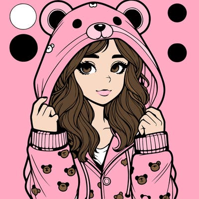realistic girl in a animal pjs hoodie