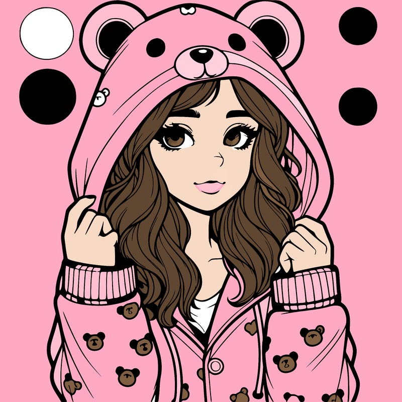 realistic girl in a animal pjs hoodie