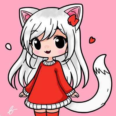 girl with cat ears and tail