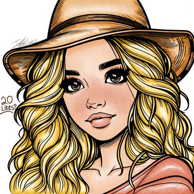 realistic girl with hat