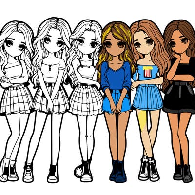 a group of girls realistic