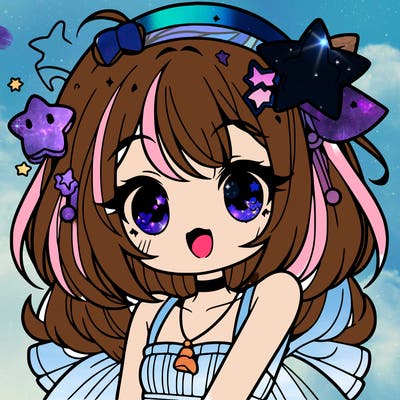 cute anime girl with star accessories