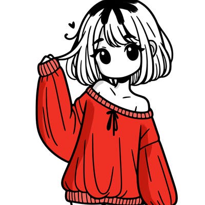 girl in baggy sweater hanging off her shoulder