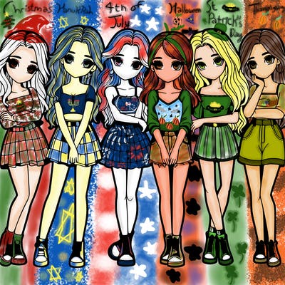 a group of girls realistic