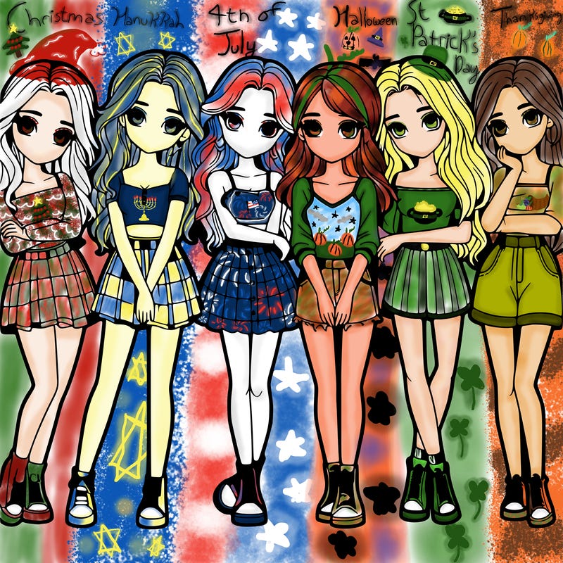 a group of girls realistic