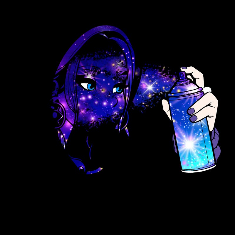 a realistic girl, spray painting