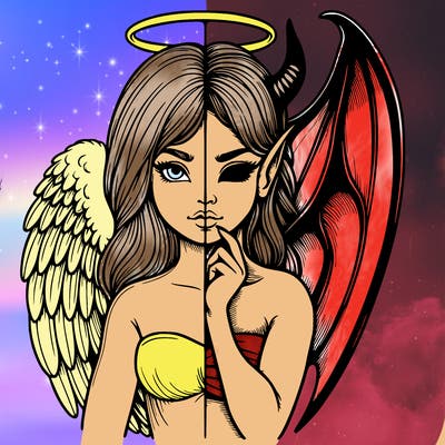 realistic angel half demon