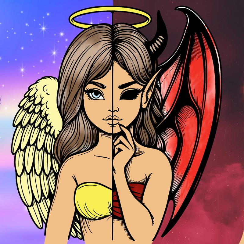 realistic angel half demon