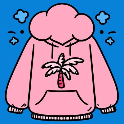 pink palm puff hoodie