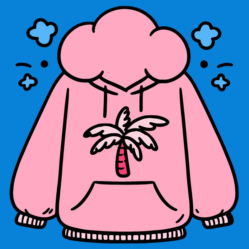 pink palm puff hoodie