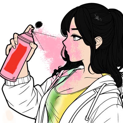 a realistic girl spray, painting