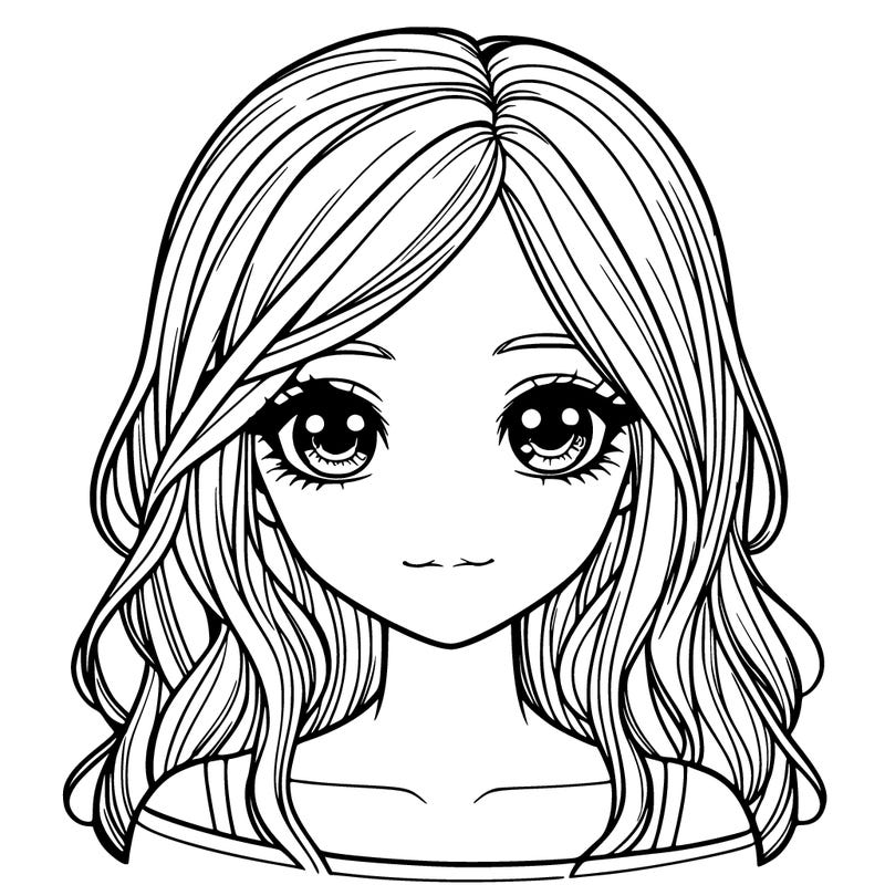 a realistic girl with long hair and very pretty eyes