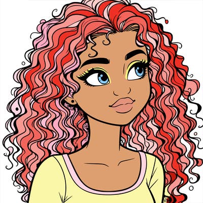 realistic girl with curly hair