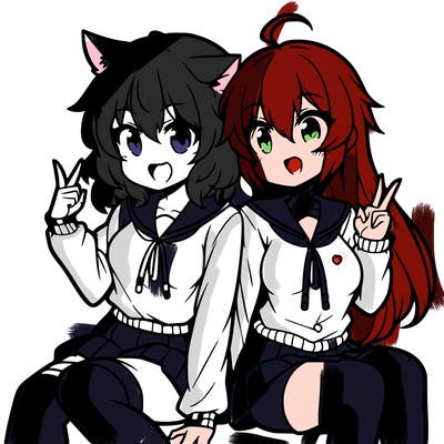 two anime girls hanging out