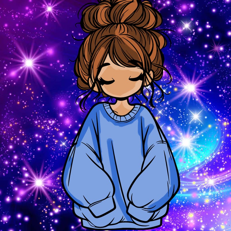 girl with baggy sweatshirt and messy bun