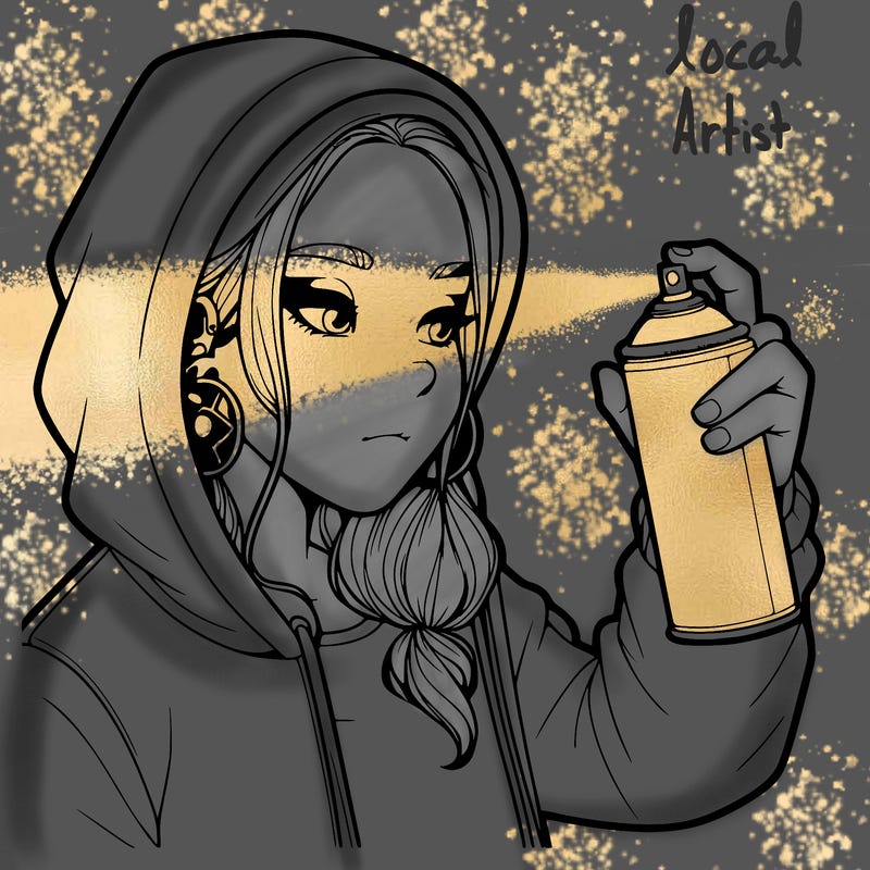 a realistic girl, spray painting