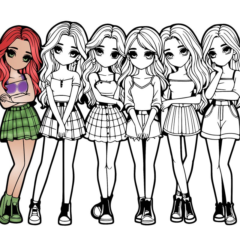 a group of girls realistic