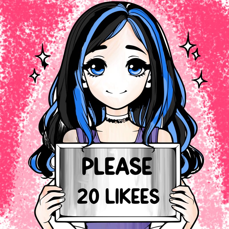 realistic girl holding a sign that says please 20 likes