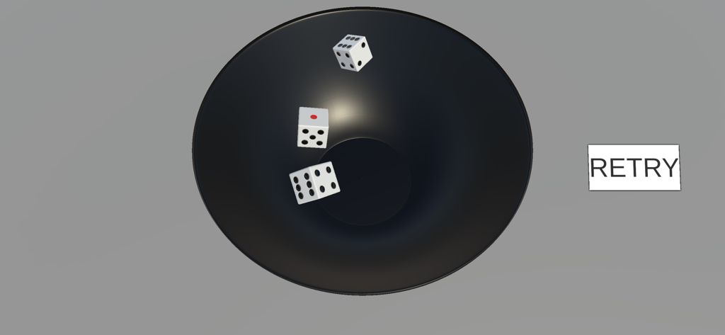 チンチロ~Pro~ - チンチロプロゲームで、黒いボウルに落ちる3つのサイコロ