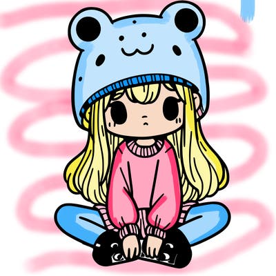 a girl wearing a frog hat and some frog socks