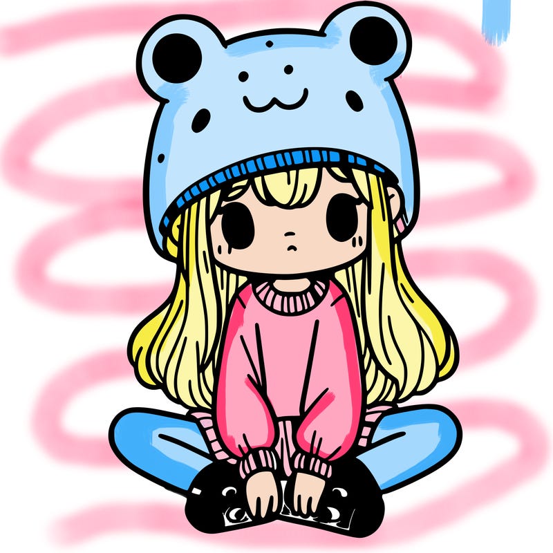 a girl wearing a frog hat and some frog socks