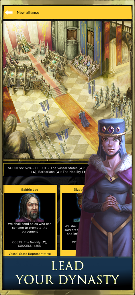 Age of Dynasties: Crusader War - Medieval throne room scene and character dialogue in Age of Dynasties Crusader War