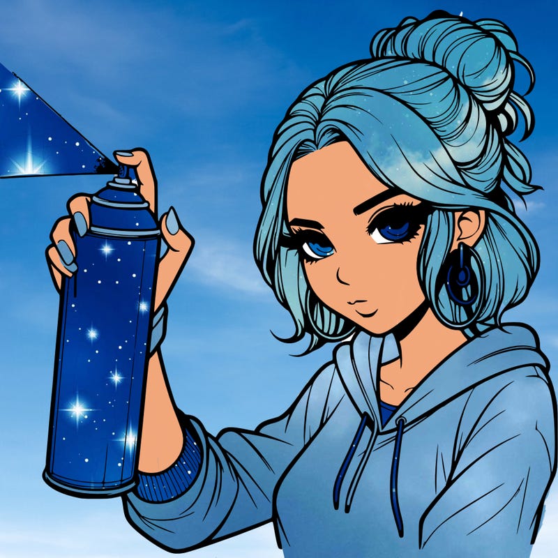 a realistic girl spray painting