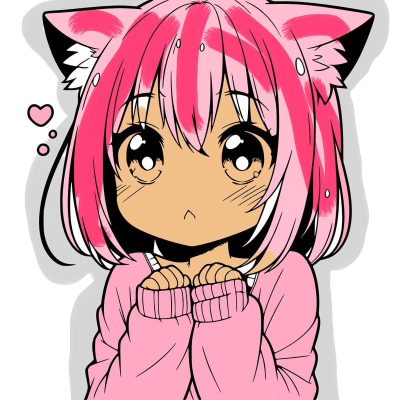 shy anime catgirl