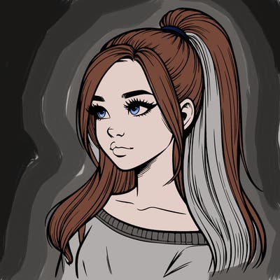 realistic girl with a high ponytail