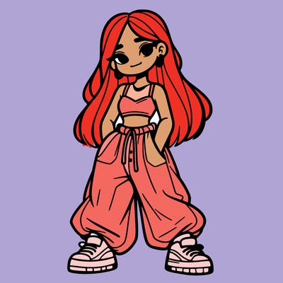 girl in crop top and baggy pants