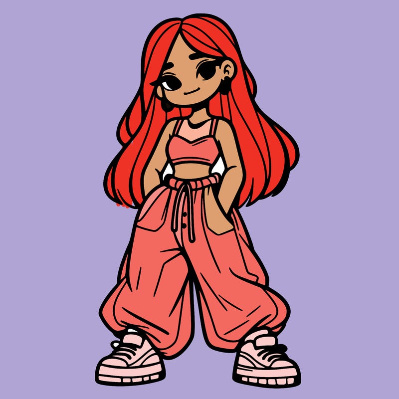 girl in crop top and baggy pants