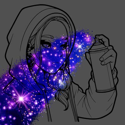 a realistic girl, spray painting