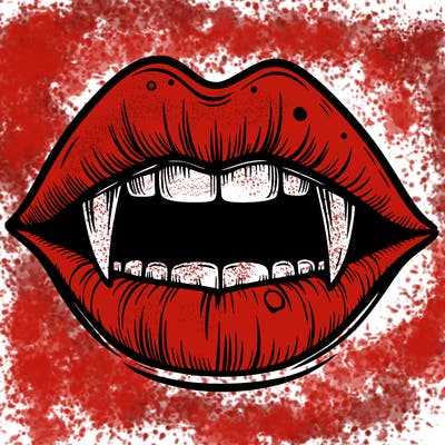 lips with vampire teeth