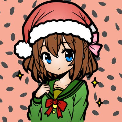 anime girl wearing a santa hat