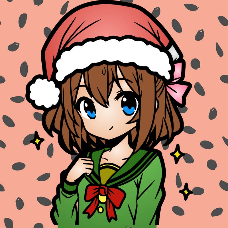 anime girl wearing a santa hat