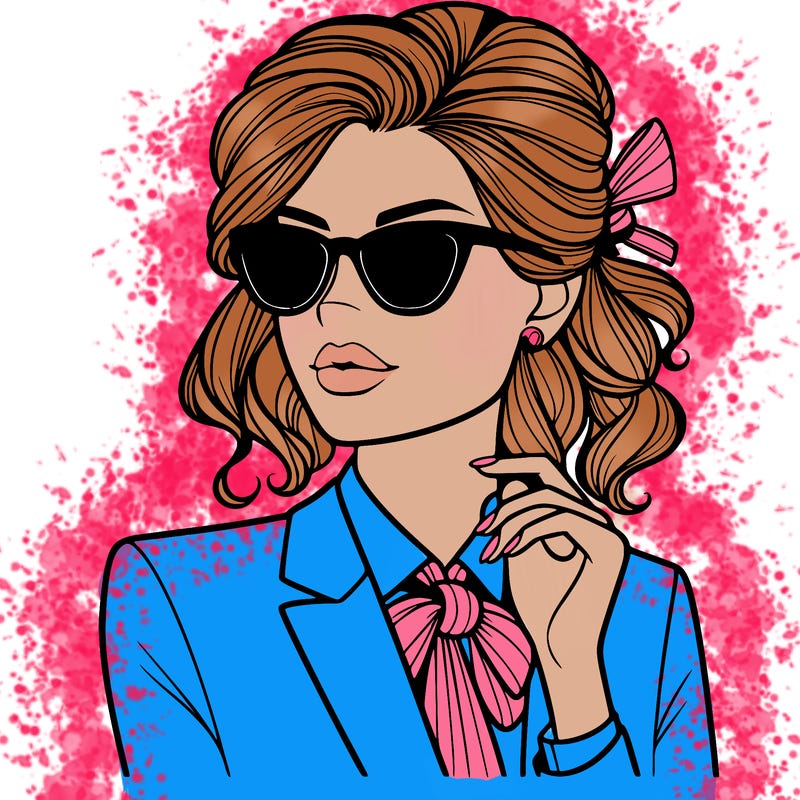 elegant woman in suit and sunglasses