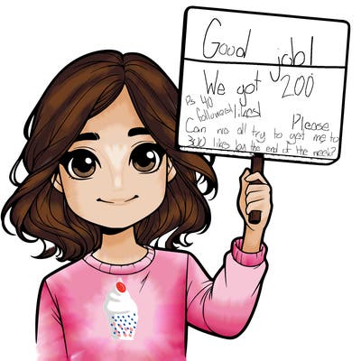 realistic girl holding up a sign