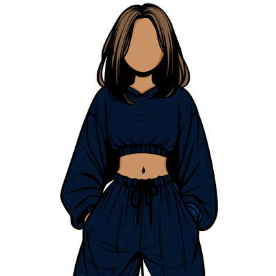 realistic girl faceless with baggy pants and a crop top