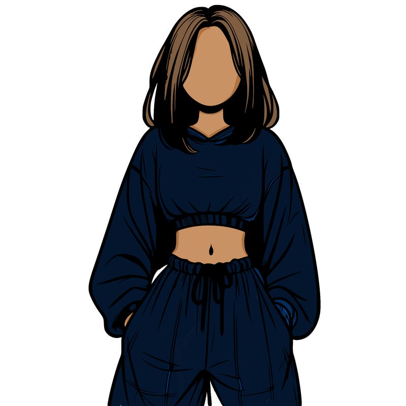 realistic girl faceless with baggy pants and a crop top