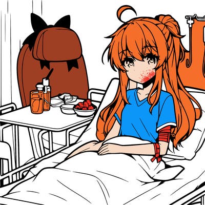 anime girl in hospital bed