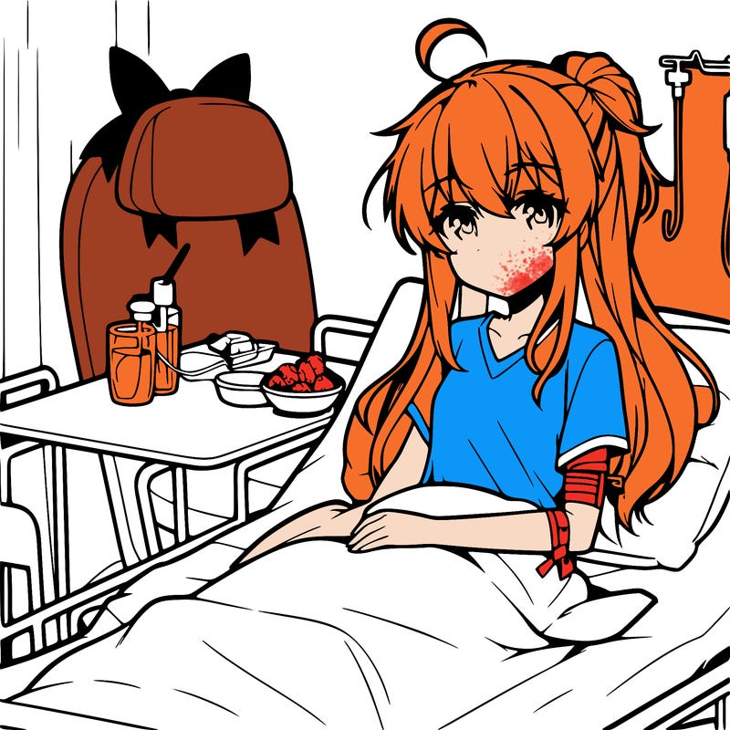 anime girl in hospital bed