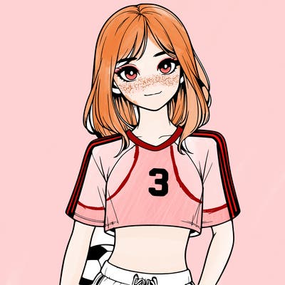 realistic girl wearing soccer jersey