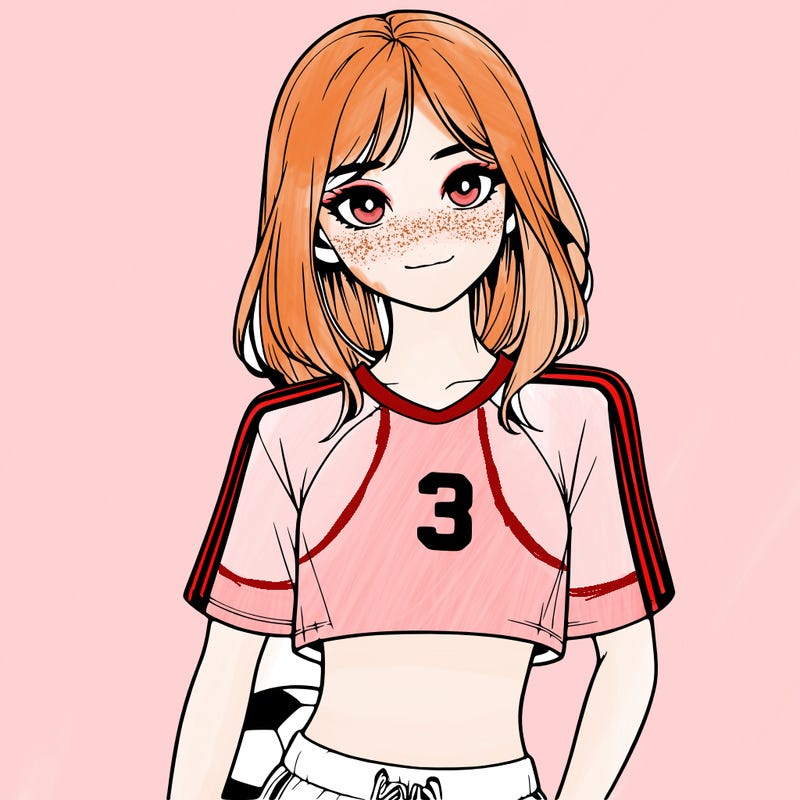 realistic girl wearing soccer jersey