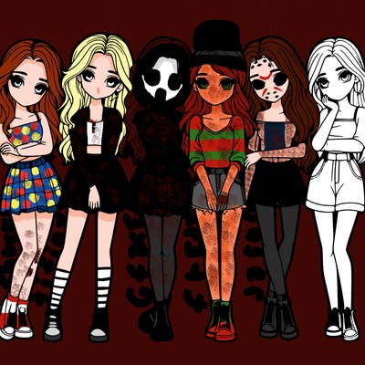 a group of girls realistic