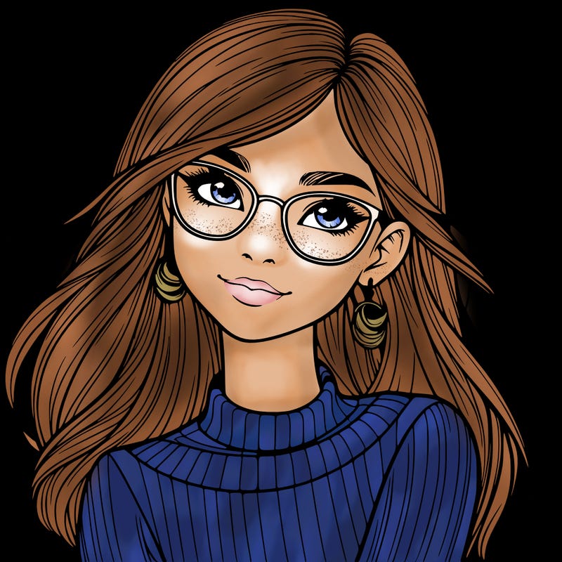 realistic girl with glasses