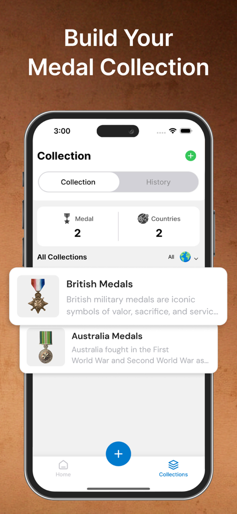 Medal Identifier by Picture - A mobile screen showing organized categories of British and Australian medals in a digital collection