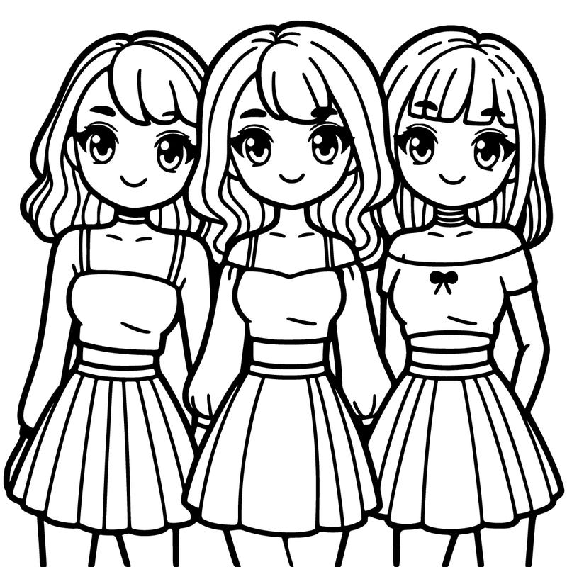 group of girls wearing a cropped top and a skirt