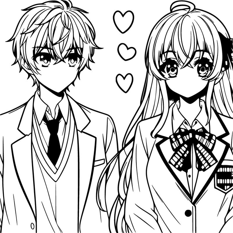 anime girl and boy in love