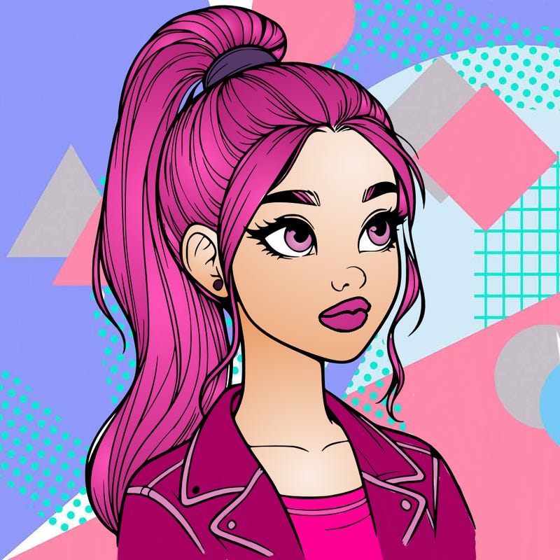 realistic girl with a high ponytail