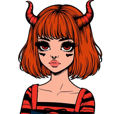 realistic girl with horns